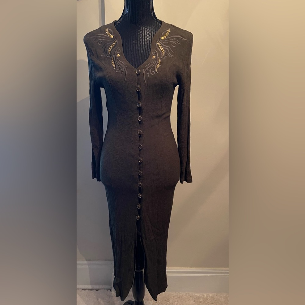 Vintage Design Of California Dark Olive Green Dress Size M